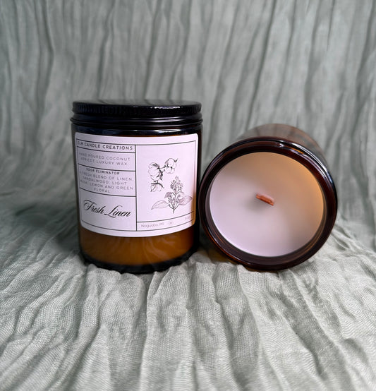 Fresh Linen 8oz Amber Jar Candle